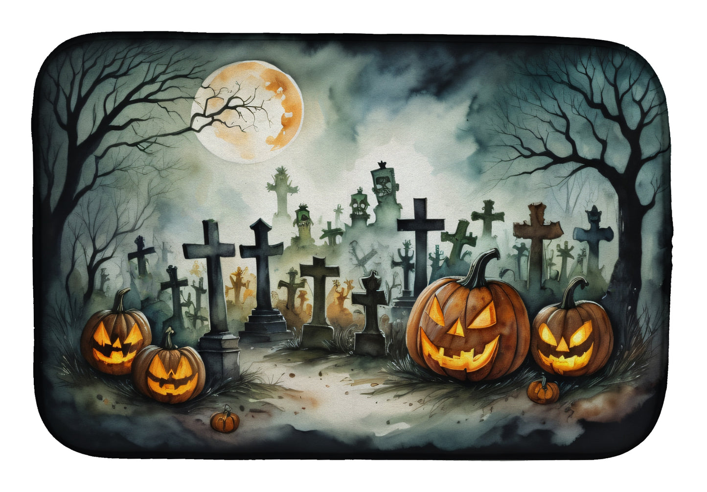 Buy this Graveyard Spooky Halloween Dish Drying Mat