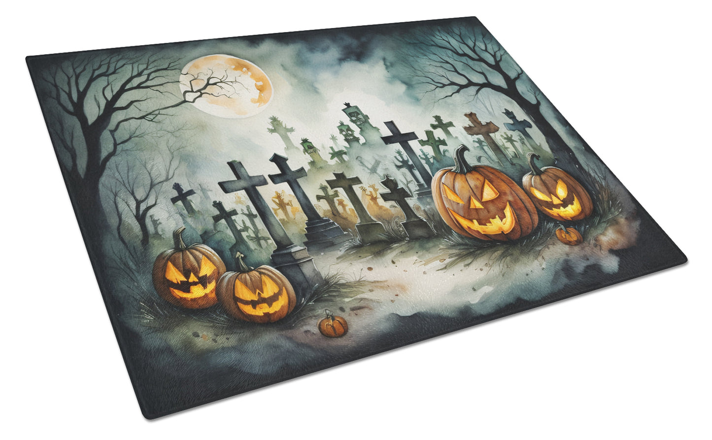 Buy this Graveyard Spooky Halloween Glass Cutting Board