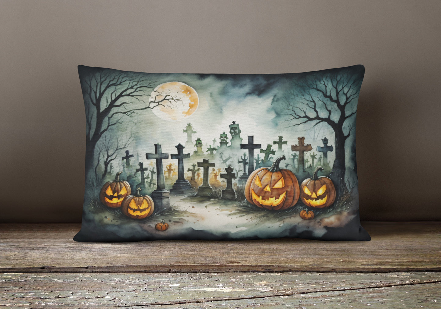 Graveyard Spooky Halloween Throw Pillow