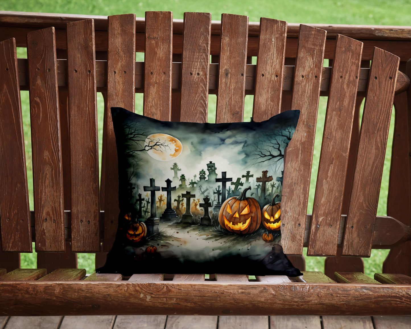 Graveyard Spooky Halloween Throw Pillow