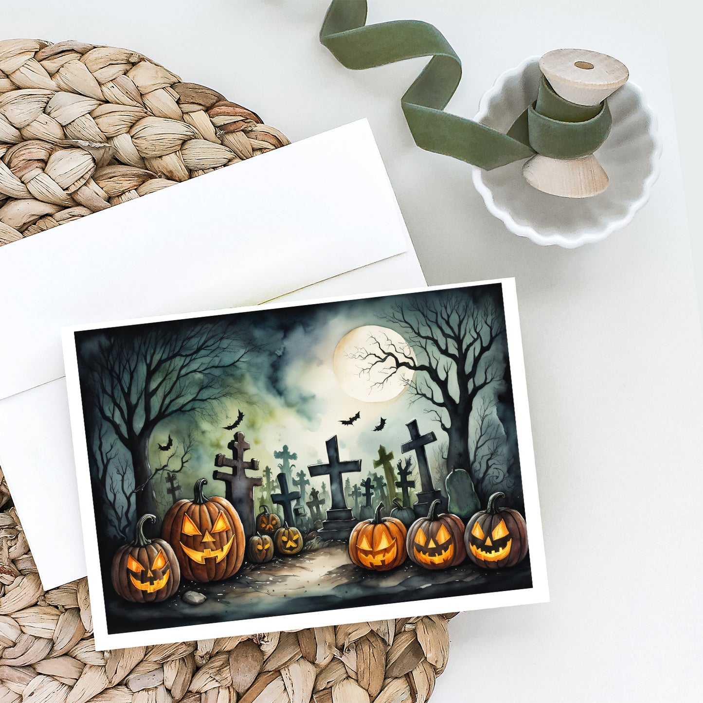 Graveyard Spooky Halloween Greeting Cards Pack of 8