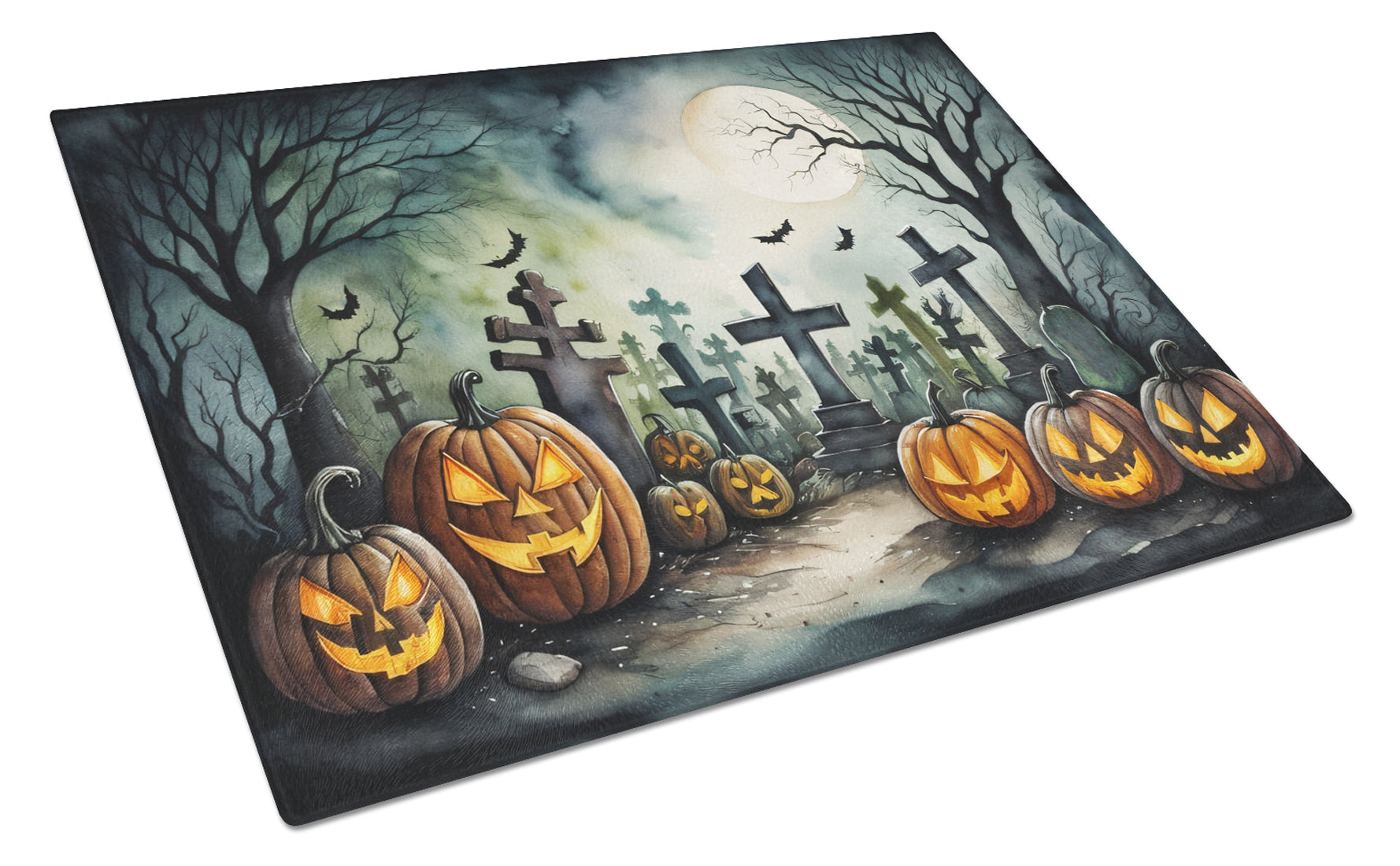 Buy this Graveyard Spooky Halloween Glass Cutting Board