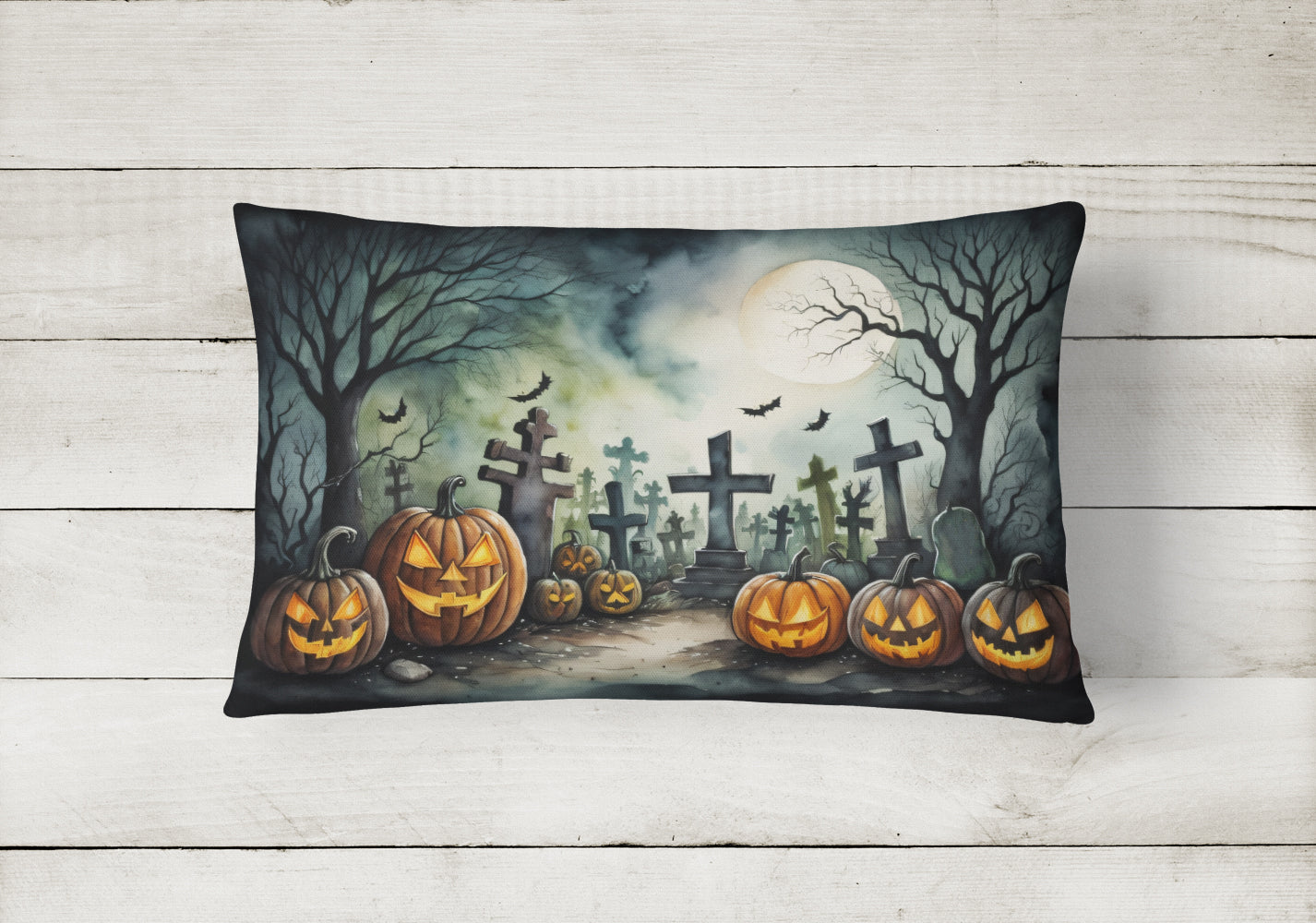 Graveyard Spooky Halloween Throw Pillow