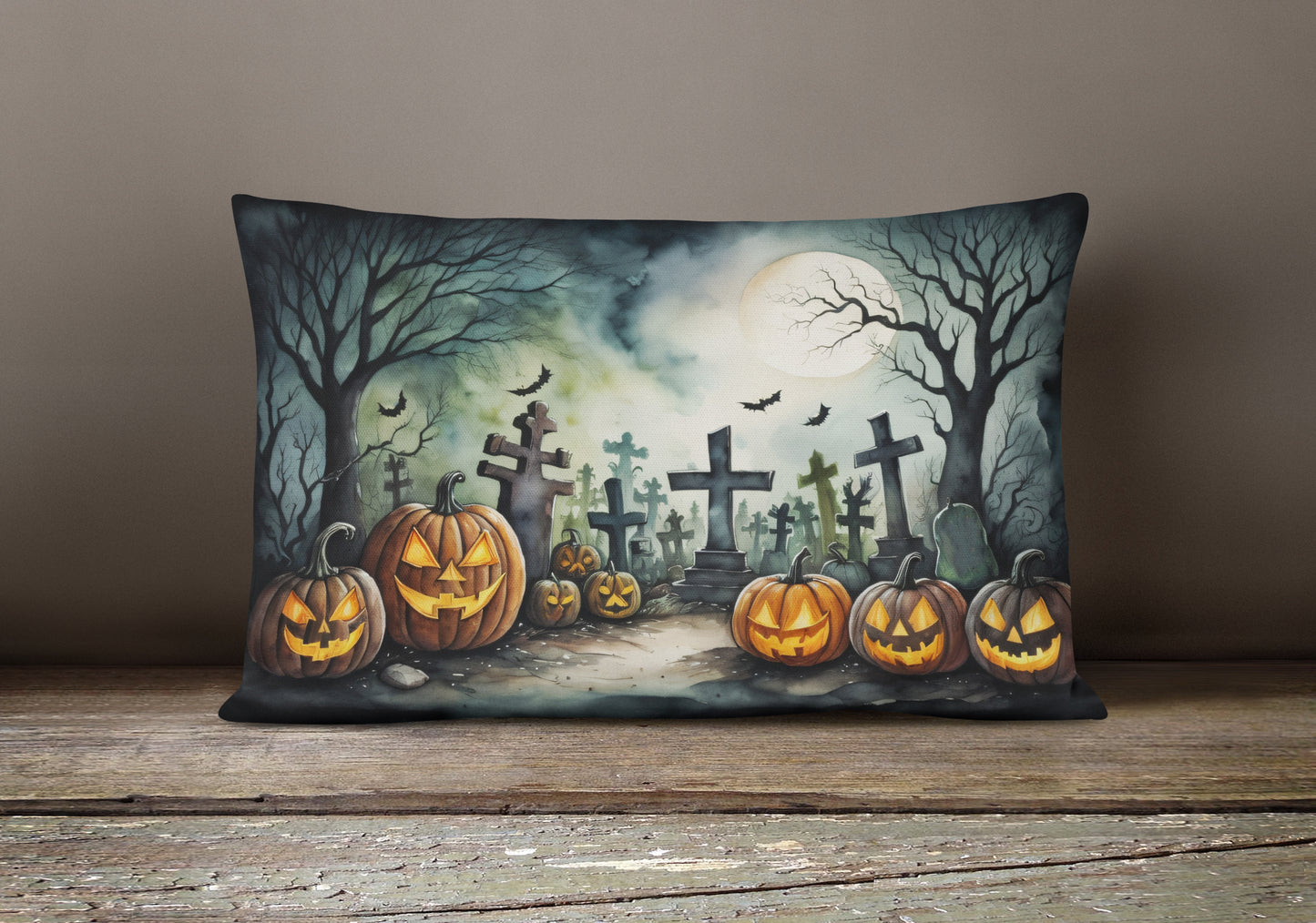 Graveyard Spooky Halloween Throw Pillow