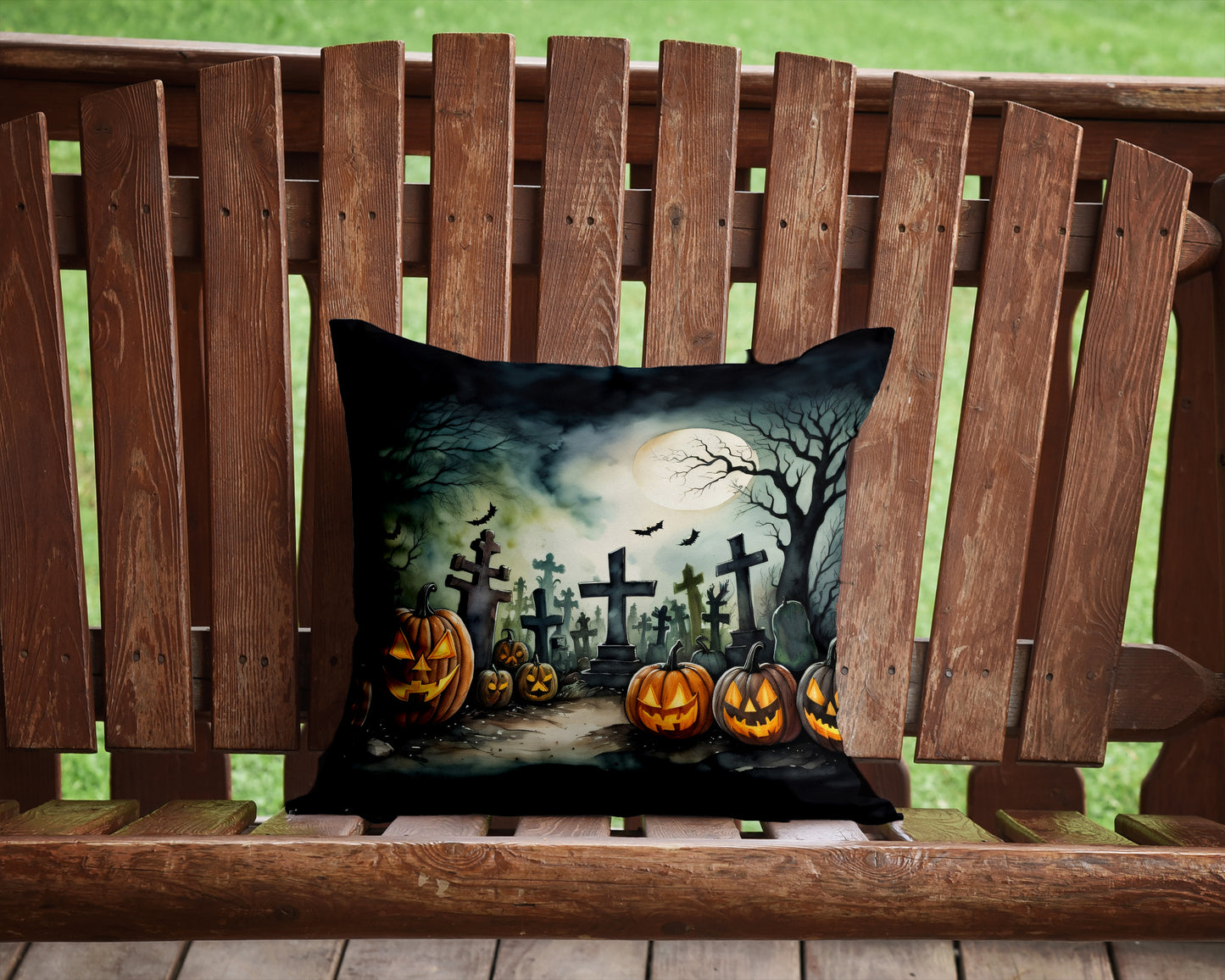 Graveyard Spooky Halloween Throw Pillow