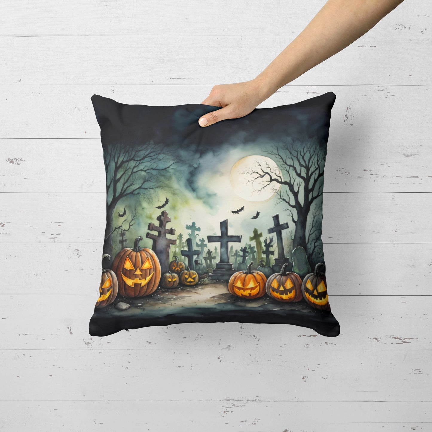 Graveyard Spooky Halloween Throw Pillow