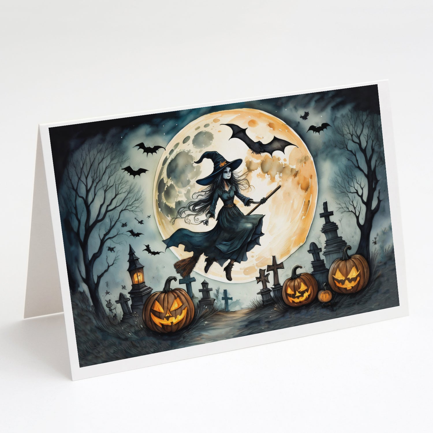 Buy this Flying Witch Spooky Halloween Greeting Cards Pack of 8
