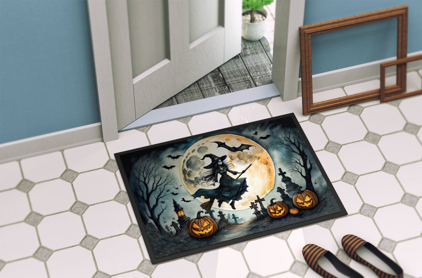 Flying Witch Spooky Halloween Doormat