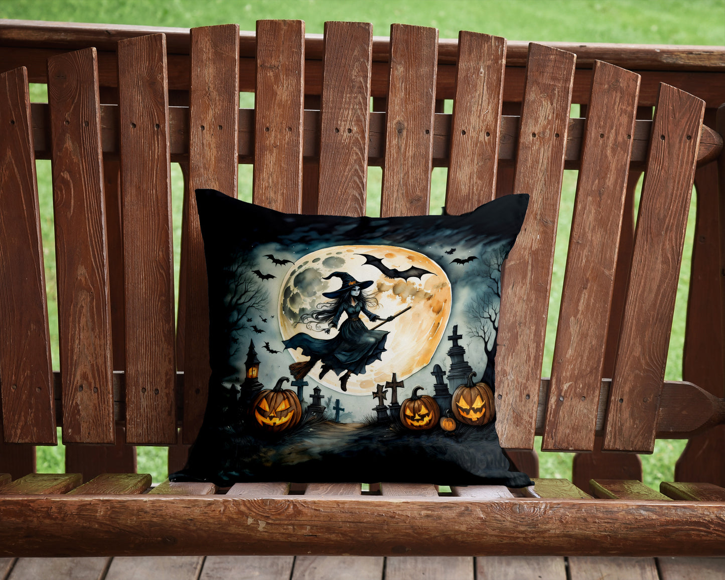 Flying Witch Spooky Halloween Throw Pillow