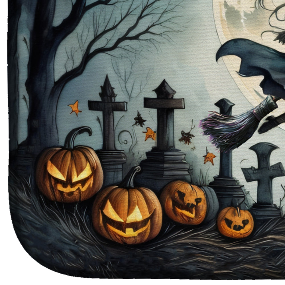 Flying Witch Spooky Halloween Dish Drying Mat