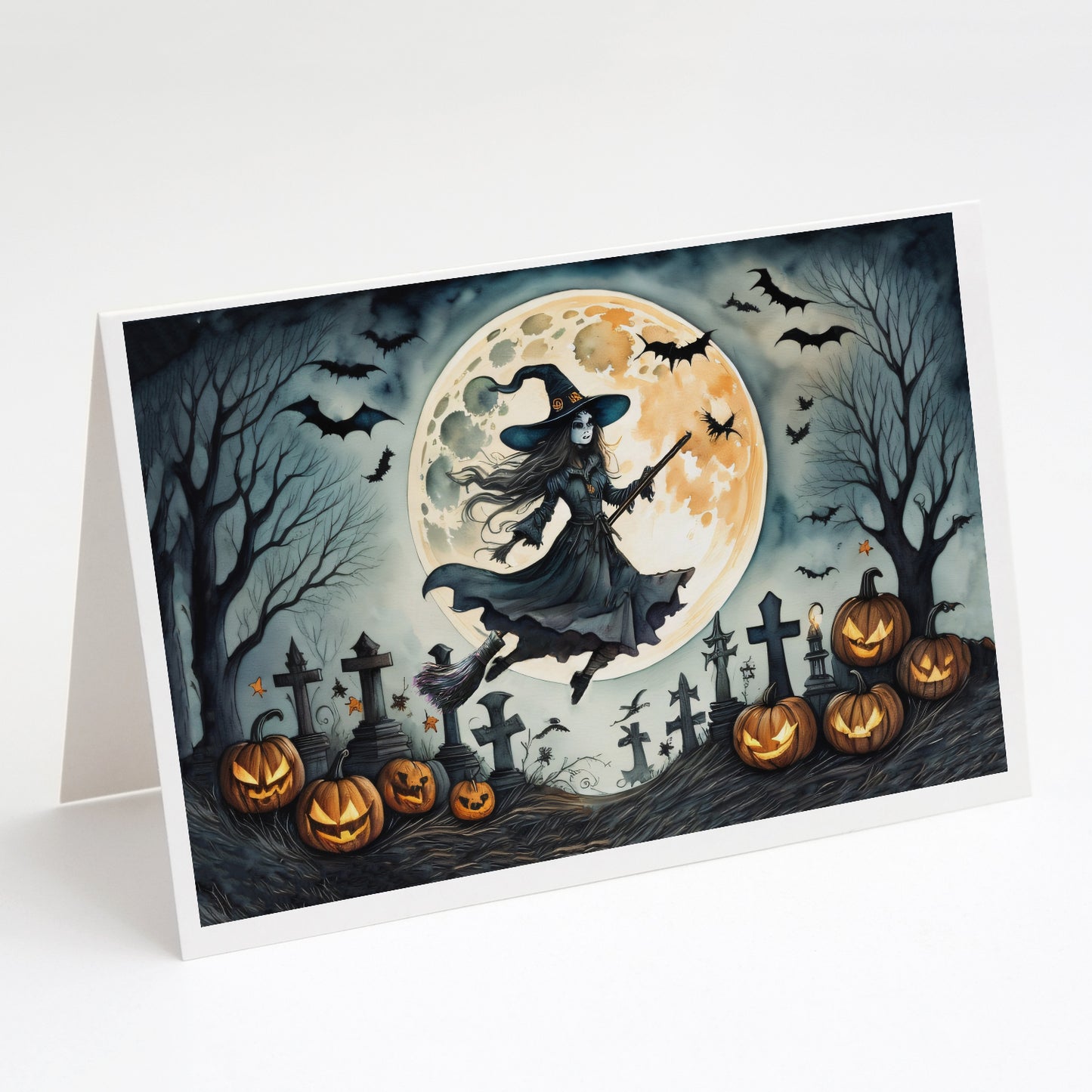Buy this Flying Witch Spooky Halloween Greeting Cards Pack of 8