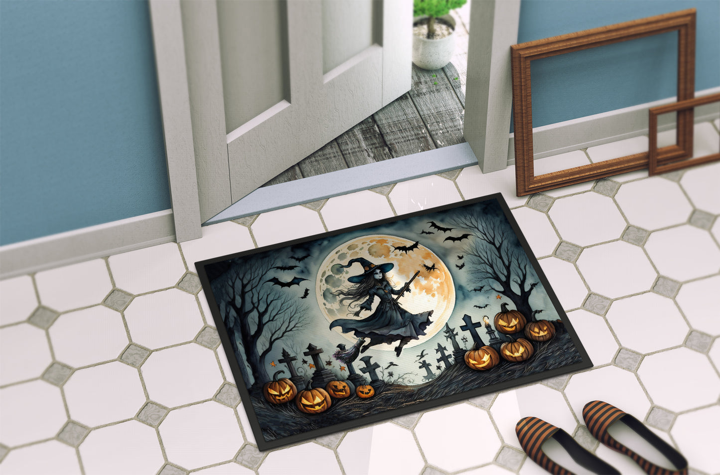 Flying Witch Spooky Halloween Doormat