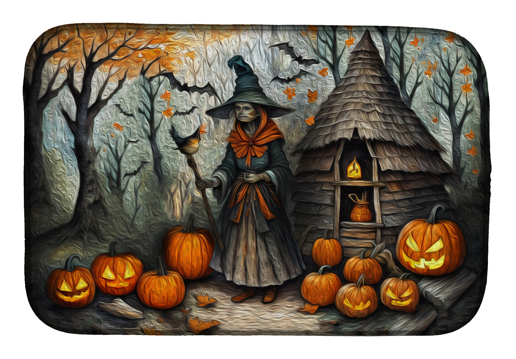 Buy this Slavic Witch Spooky Halloween Dish Drying Mat