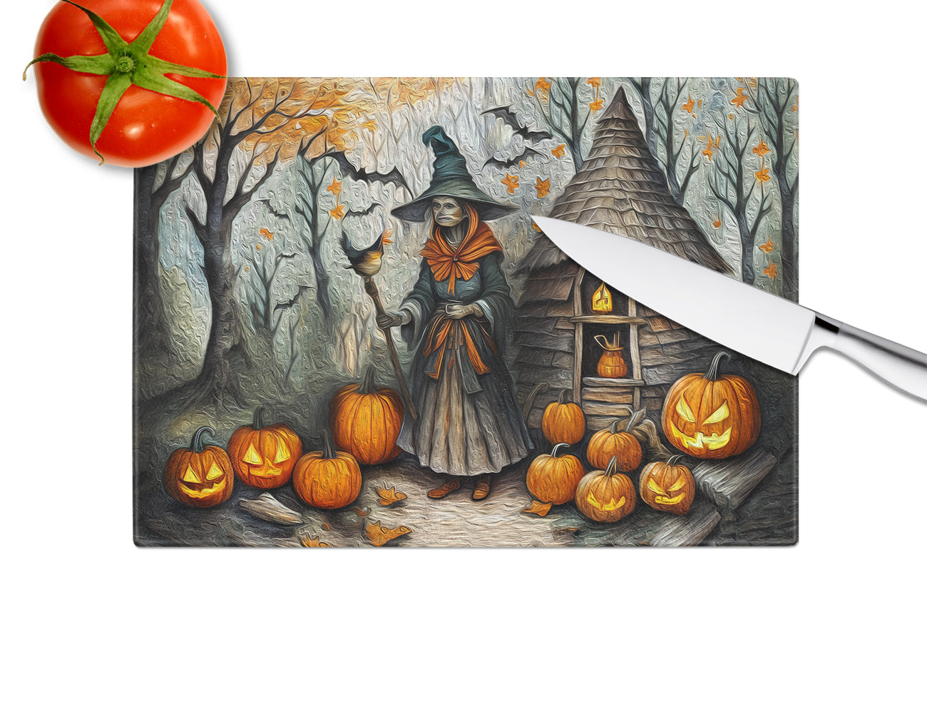 Slavic Witch Spooky Halloween Glass Cutting Board