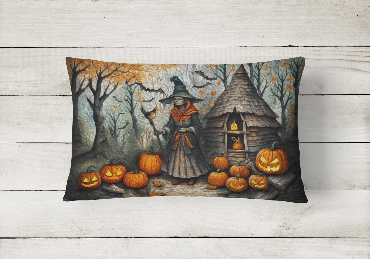 Slavic Witch Spooky Halloween Throw Pillow