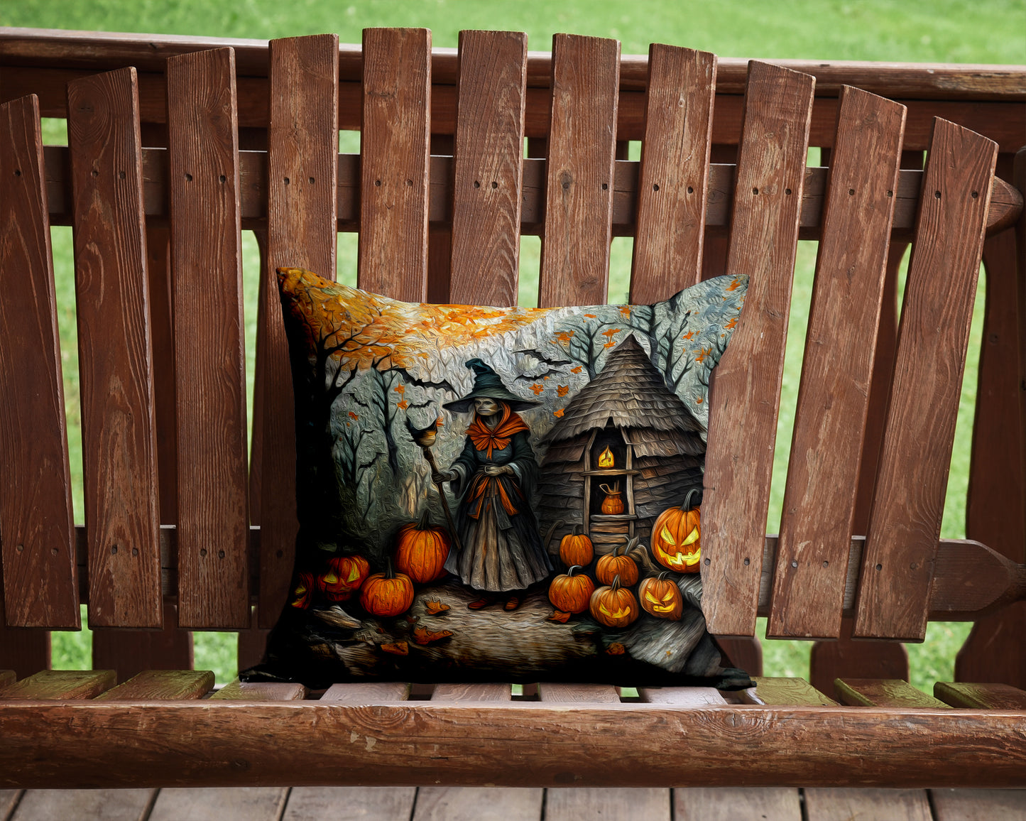 Slavic Witch Spooky Halloween Throw Pillow