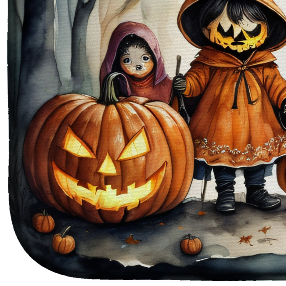 Trick or Treaters Spooky Halloween Dish Drying Mat