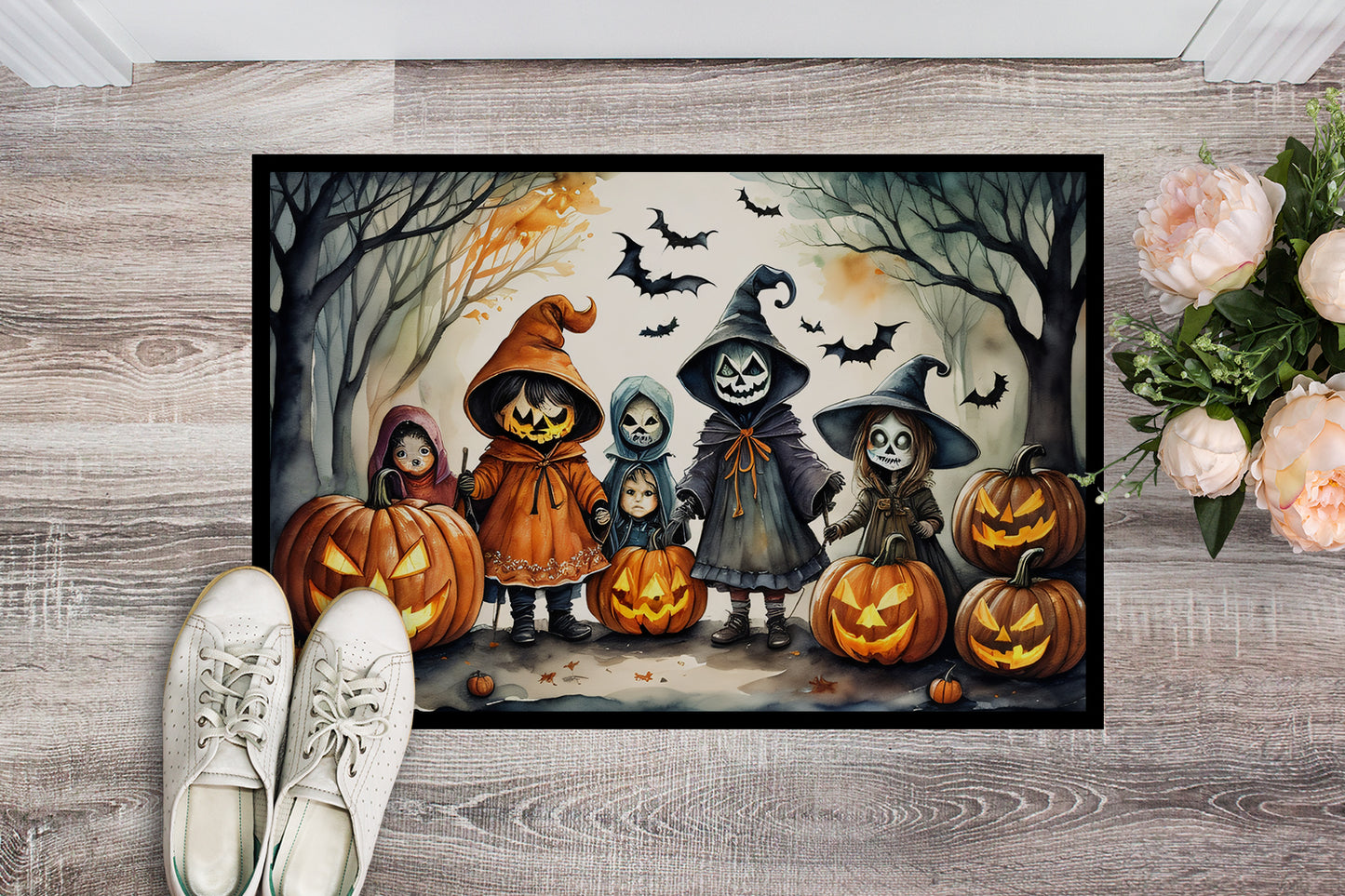 Trick or Treaters Spooky Halloween Doormat