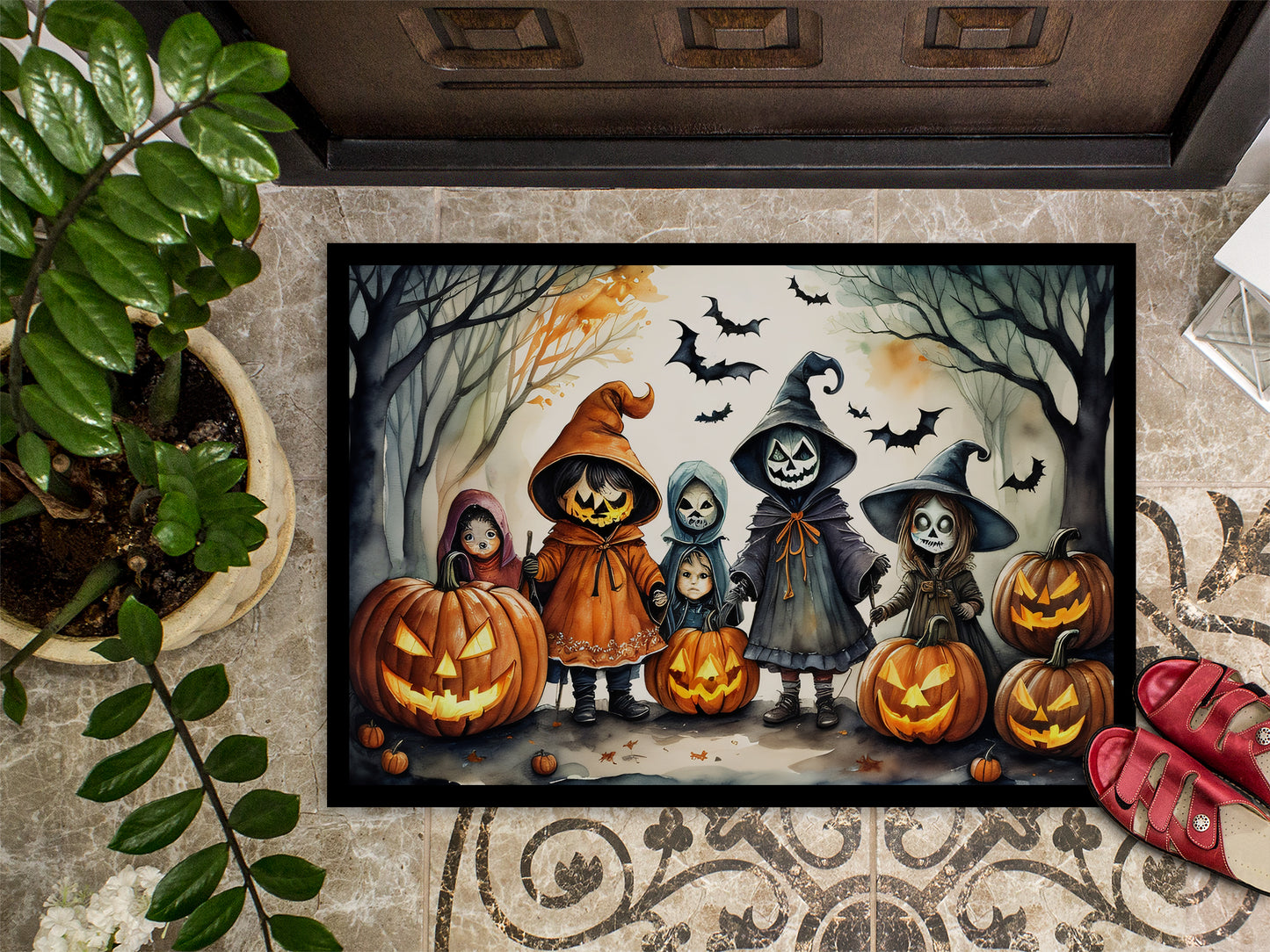 Trick or Treaters Spooky Halloween Doormat