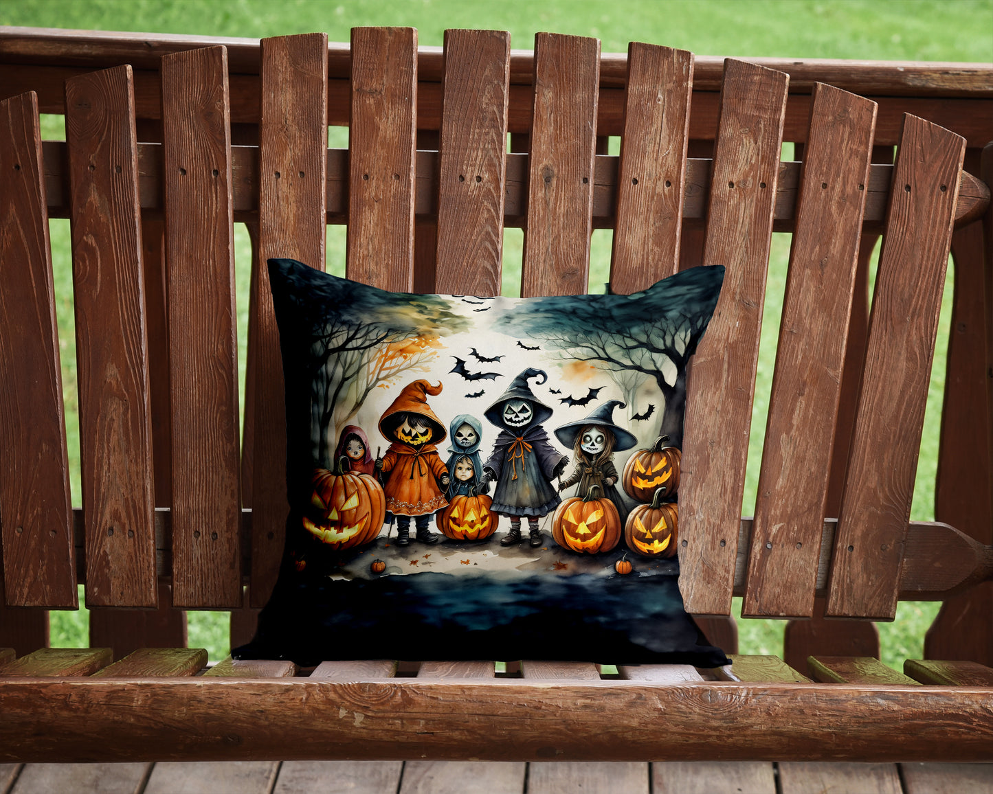 Trick or Treaters Spooky Halloween Throw Pillow