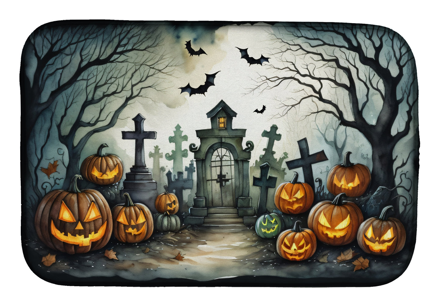 Buy this Graveyard Spooky Halloween Dish Drying Mat