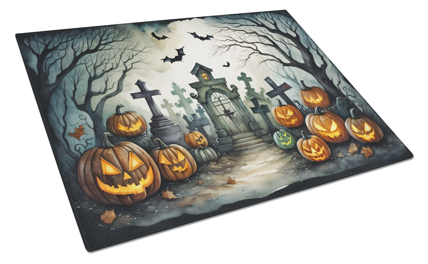 Buy this Graveyard Spooky Halloween Glass Cutting Board