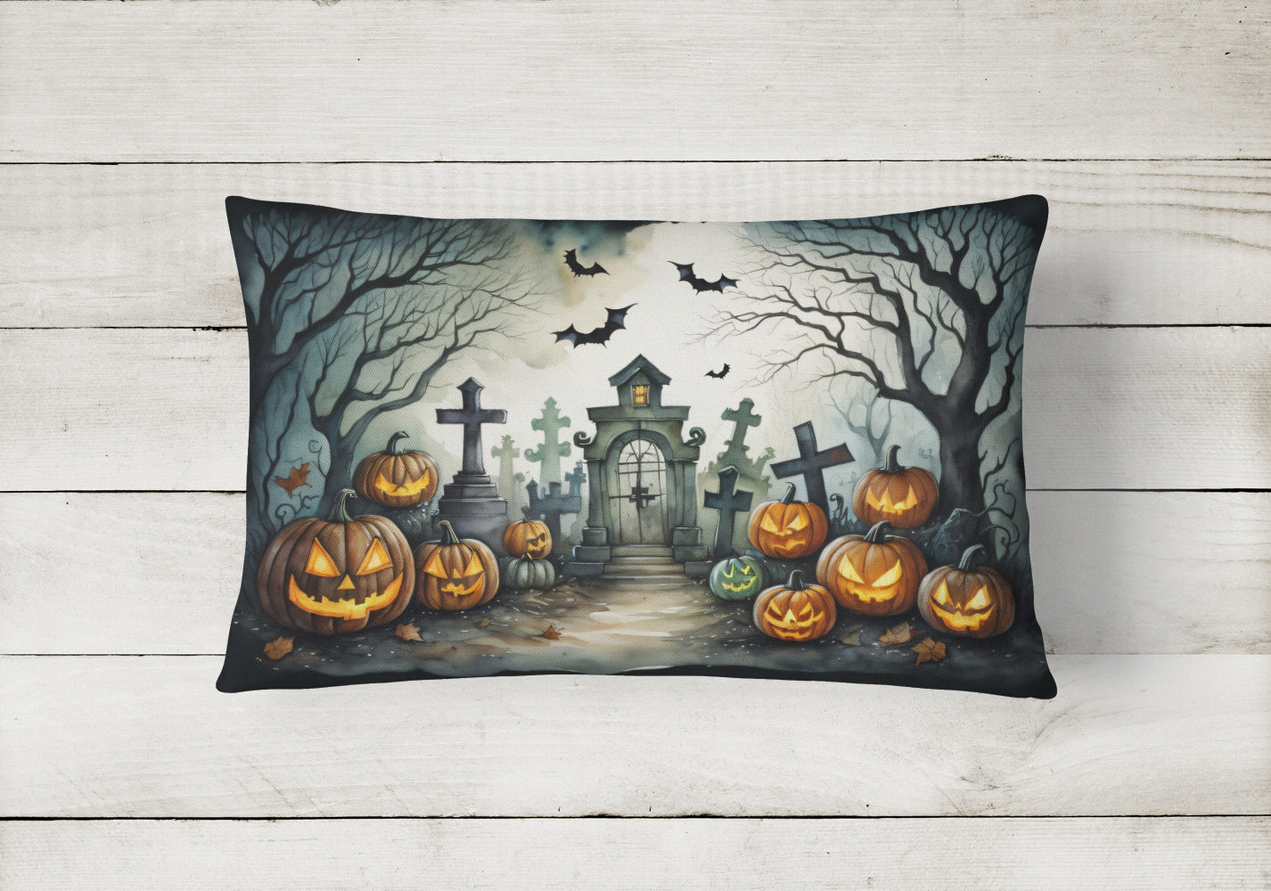 Graveyard Spooky Halloween Throw Pillow