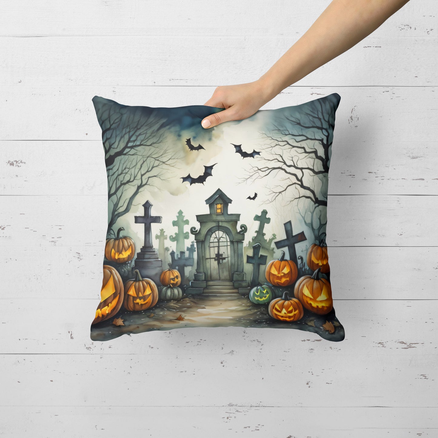 Graveyard Spooky Halloween Throw Pillow
