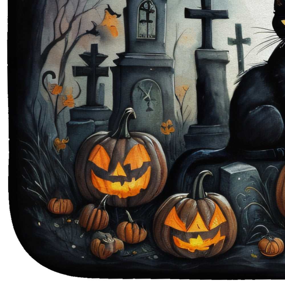 Black Cat Spooky Halloween Dish Drying Mat