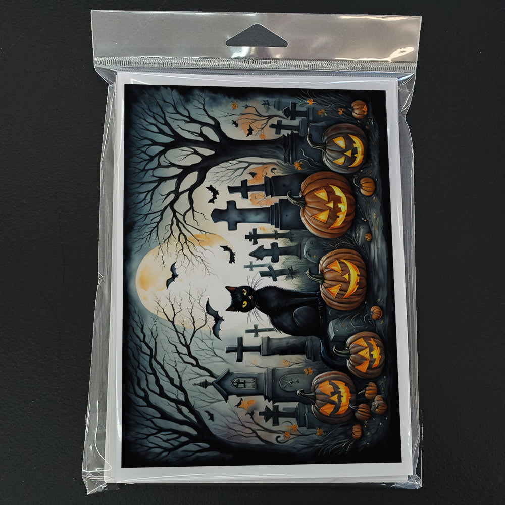 Black Cat Spooky Halloween Greeting Cards Pack of 8