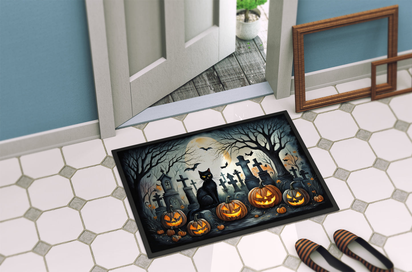 Black Cat Spooky Halloween Doormat