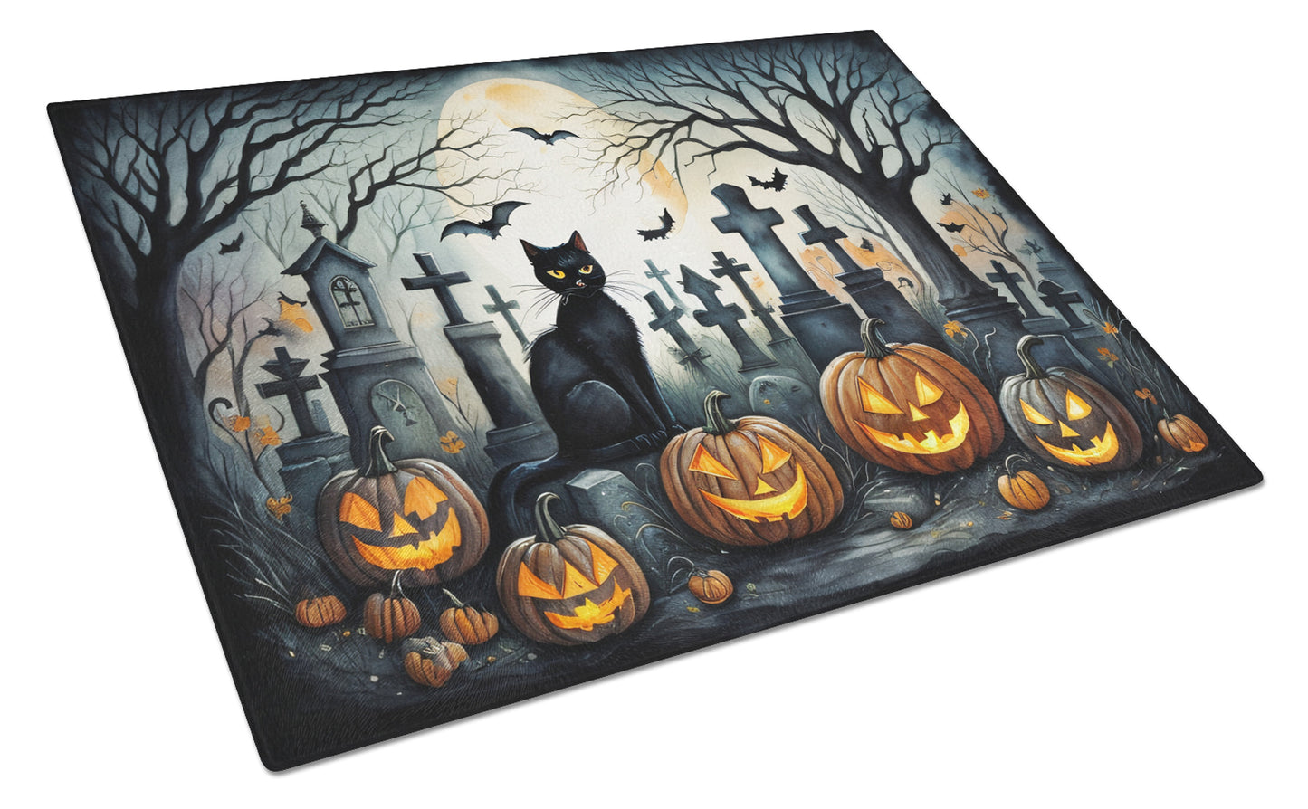 Buy this Black Cat Spooky Halloween Glass Cutting Board