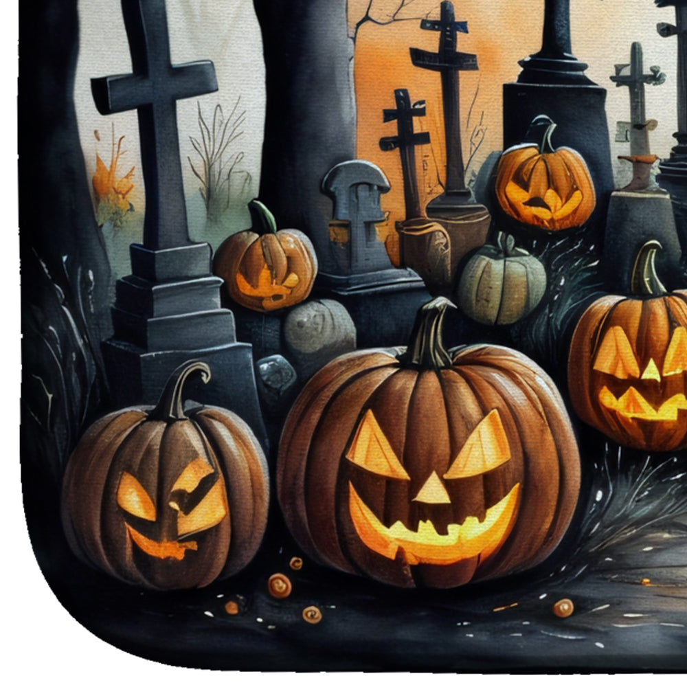 Black Cat Spooky Halloween Dish Drying Mat