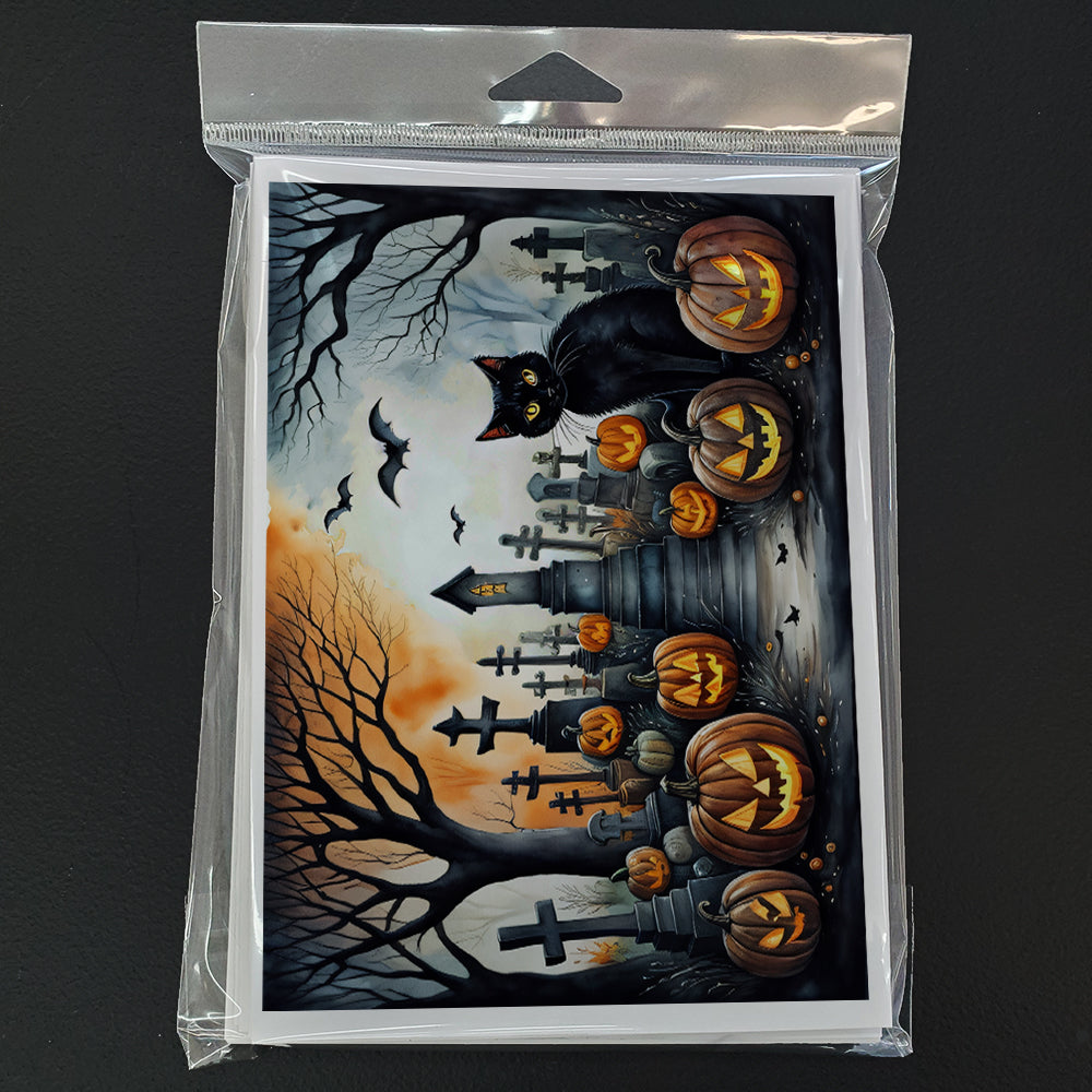 Black Cat Spooky Halloween Greeting Cards Pack of 8