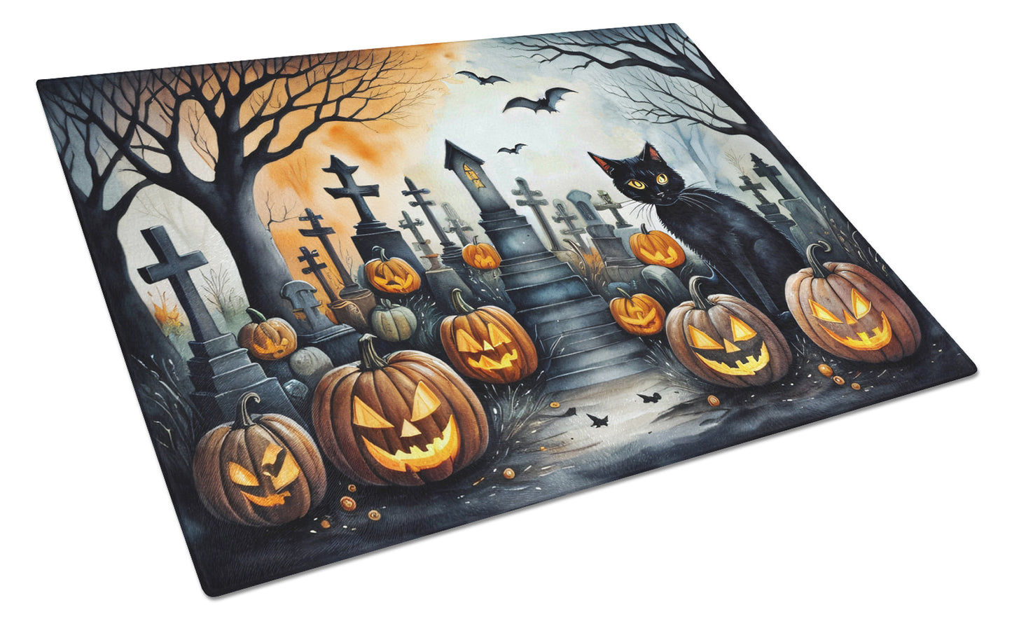 Buy this Black Cat Spooky Halloween Glass Cutting Board