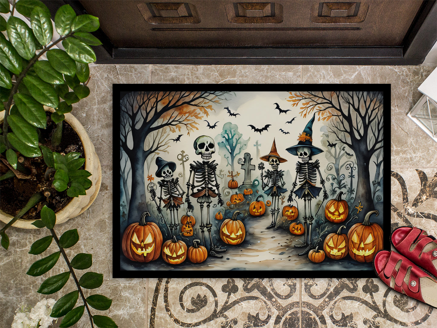 Calacas Skeletons Spooky Halloween Doormat