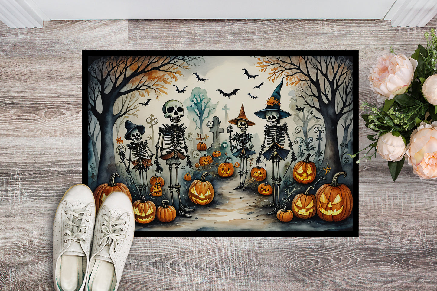 Calacas Skeletons Spooky Halloween Doormat