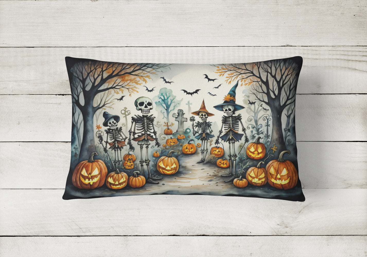 Calacas Skeletons Spooky Halloween Throw Pillow