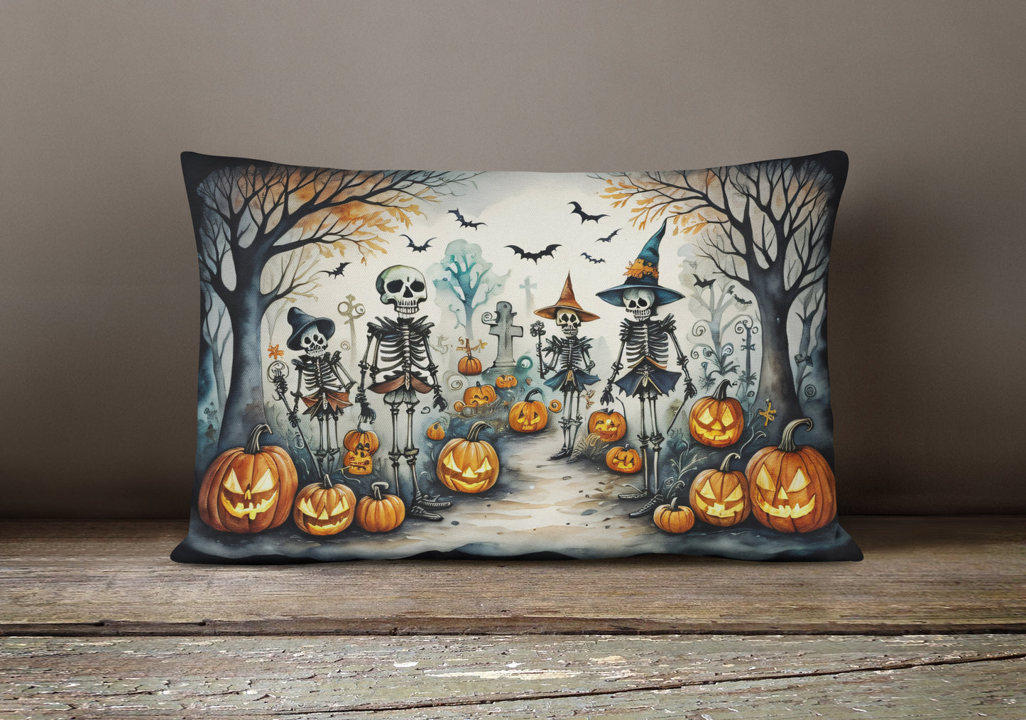 Calacas Skeletons Spooky Halloween Throw Pillow