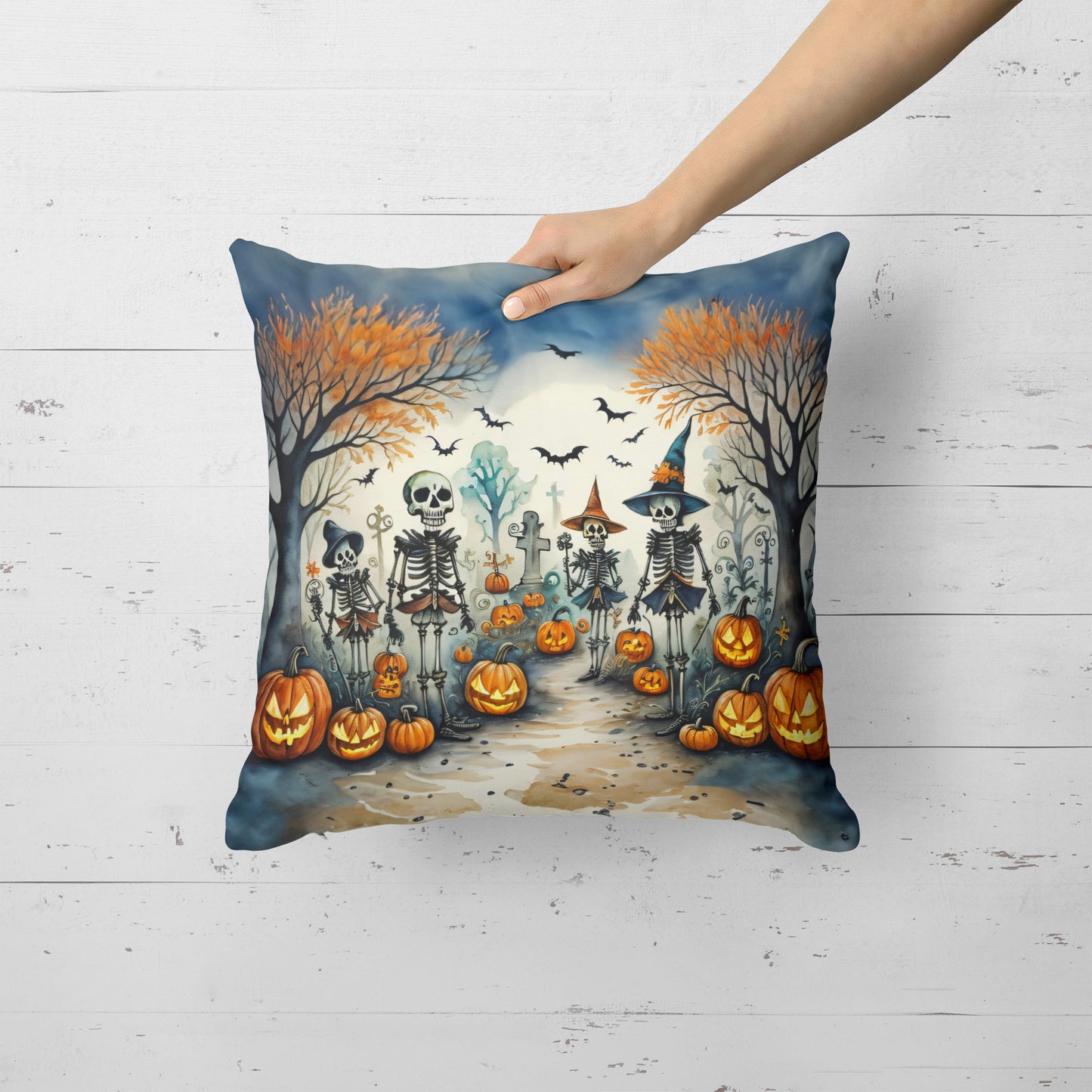 Calacas Skeletons Spooky Halloween Throw Pillow