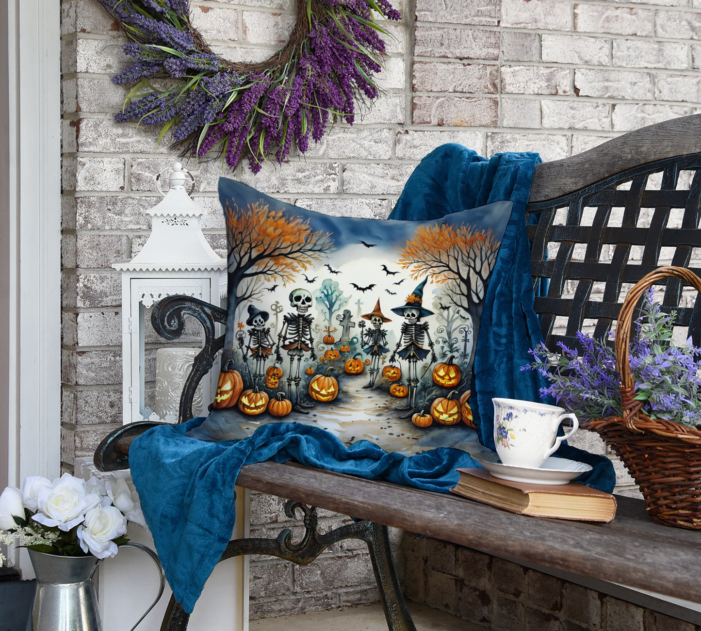 Calacas Skeletons Spooky Halloween Throw Pillow