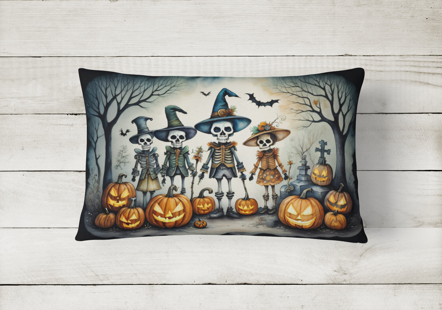 Calacas Skeletons Spooky Halloween Throw Pillow