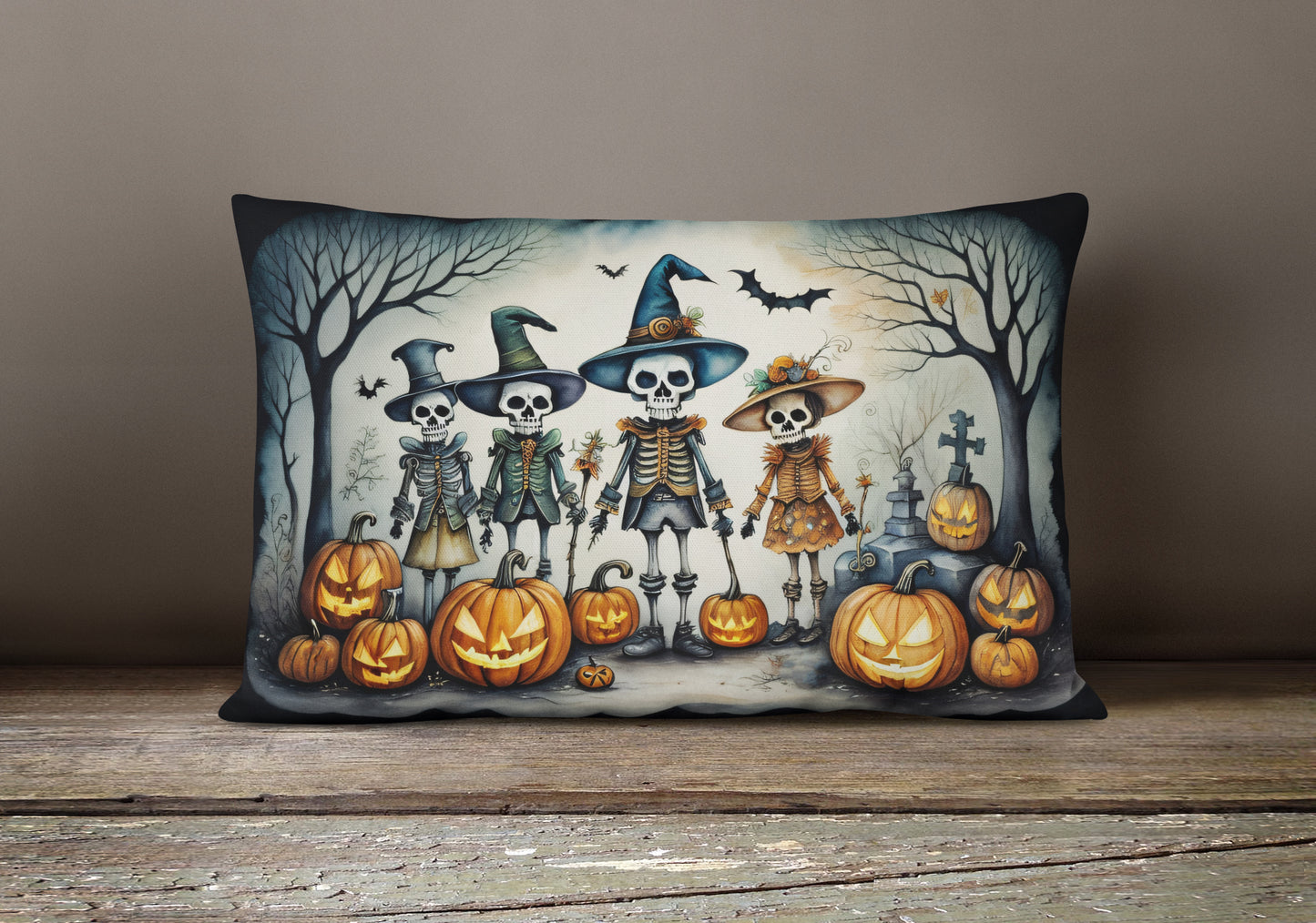 Calacas Skeletons Spooky Halloween Throw Pillow