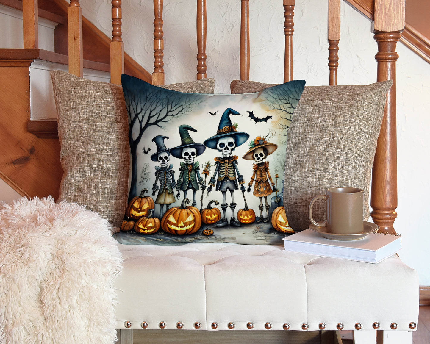 Calacas Skeletons Spooky Halloween Throw Pillow