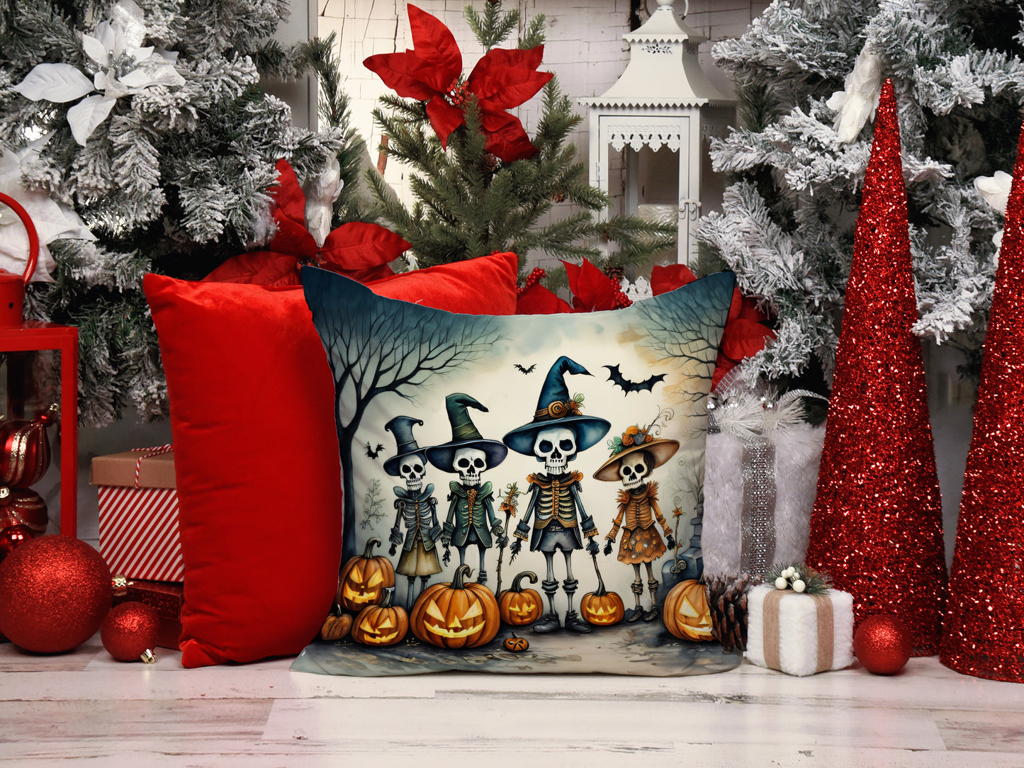 Calacas Skeletons Spooky Halloween Throw Pillow