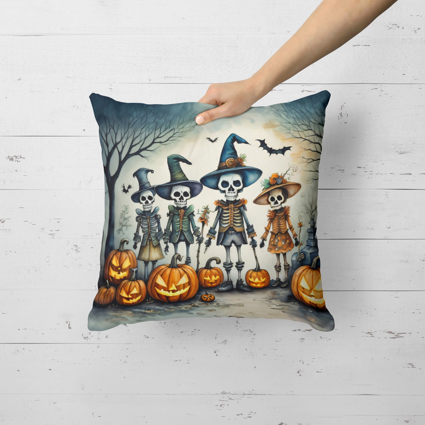 Calacas Skeletons Spooky Halloween Throw Pillow