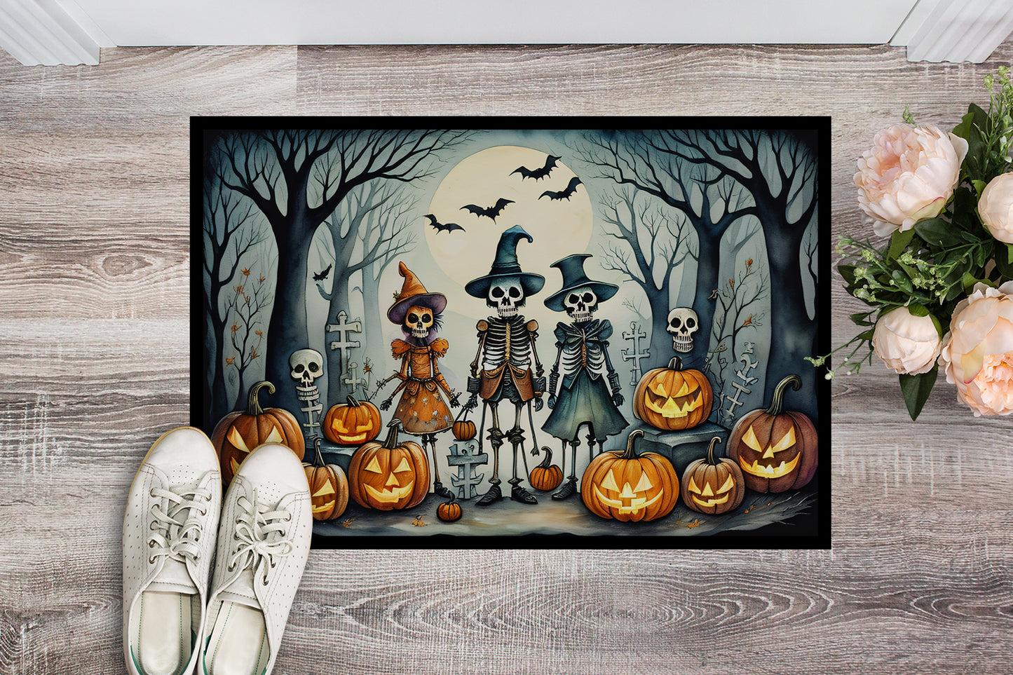 Calacas Skeletons Spooky Halloween Doormat