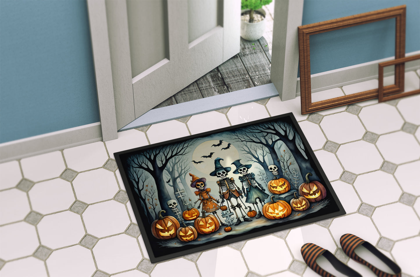 Calacas Skeletons Spooky Halloween Doormat