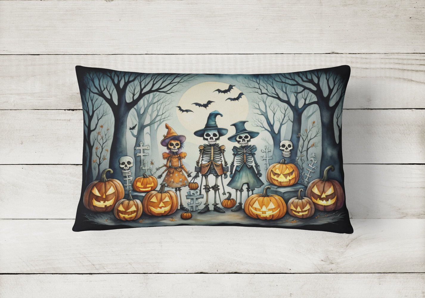 Calacas Skeletons Spooky Halloween Throw Pillow