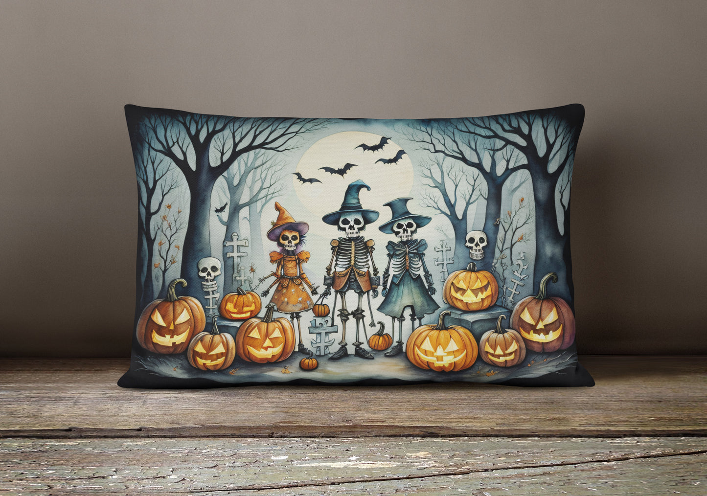 Calacas Skeletons Spooky Halloween Throw Pillow